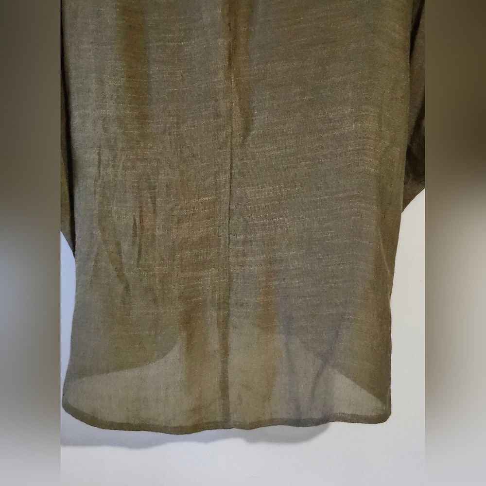 FAVLUX Olive Draped Open-Front Cape Jacket - Picture 3 of 5